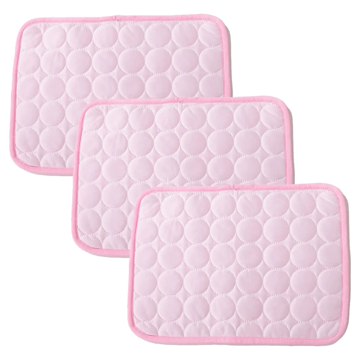 Kuber Industries Rectangular Dog & Cat Bed|Premium Cool Ice Silk with Polyester With Bottom Mesh|Multi-Utility Self-Cooling Pad For Dog & Cat|Light-weight & Durable Dog Bed|ZQCJ001P-XS|Pink(Pack Of 3)