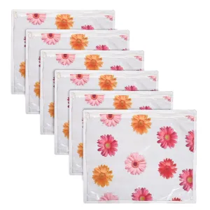 Kuber Industries Saree Cover | Clothes Storage Bag | Single Packing Saree with Zip Closure | Wardrobe Organizer | Cloth Stoarge Organizer | Flower Design | Pack of 6 | Assorted
