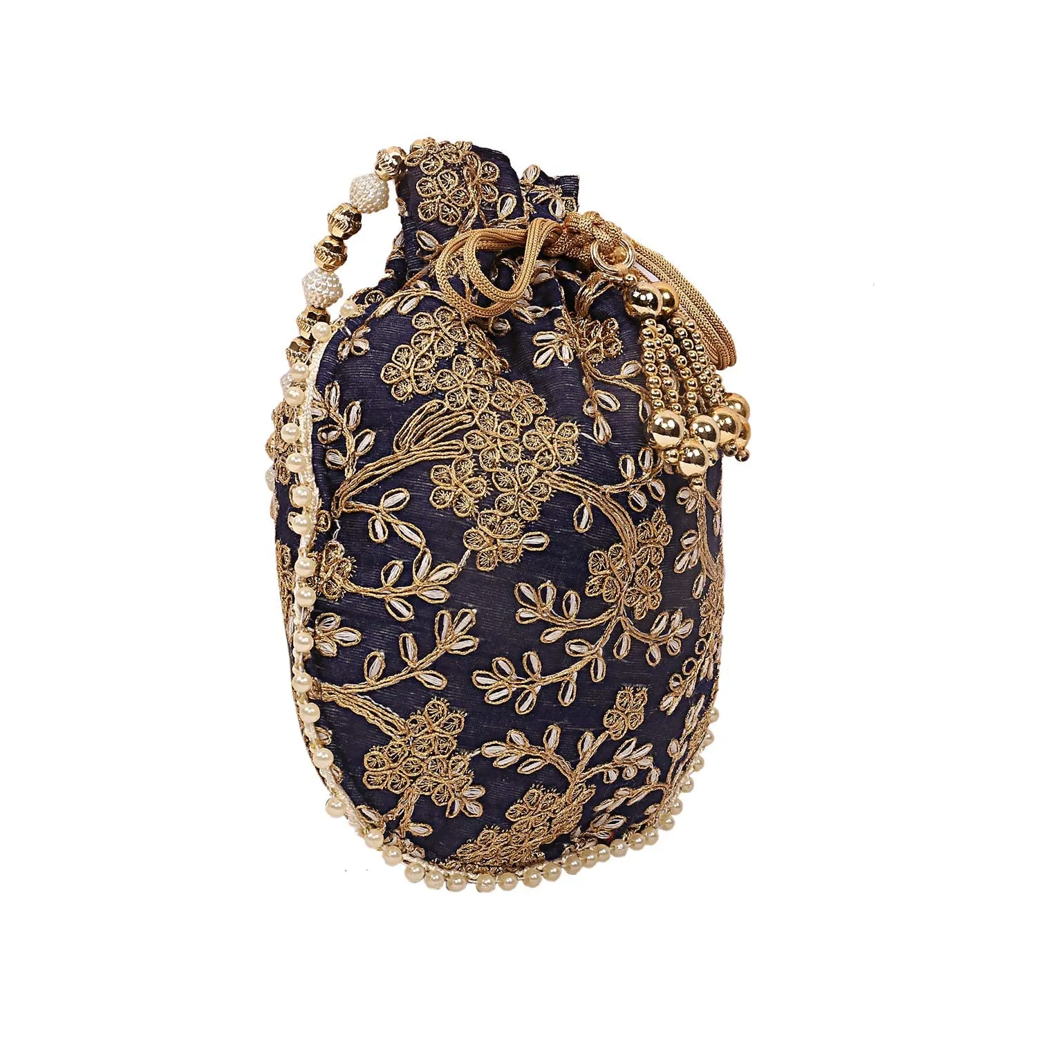 Kuber Industries Silk Embroidered 2 Pieces Women Potli Bag (Purple & Pink),CTKTLUG985