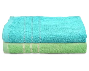 Kuber Industries Soft Cotton Bath Towel for Hands, Face, Newborn Babies, Toddlers, Children, 19"x38"- Pack of 2 (Blue & Green)