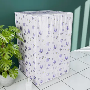 Kuber Industries Top Loading Washing Machine Cover |Waterproof And Dust Proof Fully Automatic Washing Machine Cover |Cute bear Laundry Machine Protect Cover With Zip |Purple &White