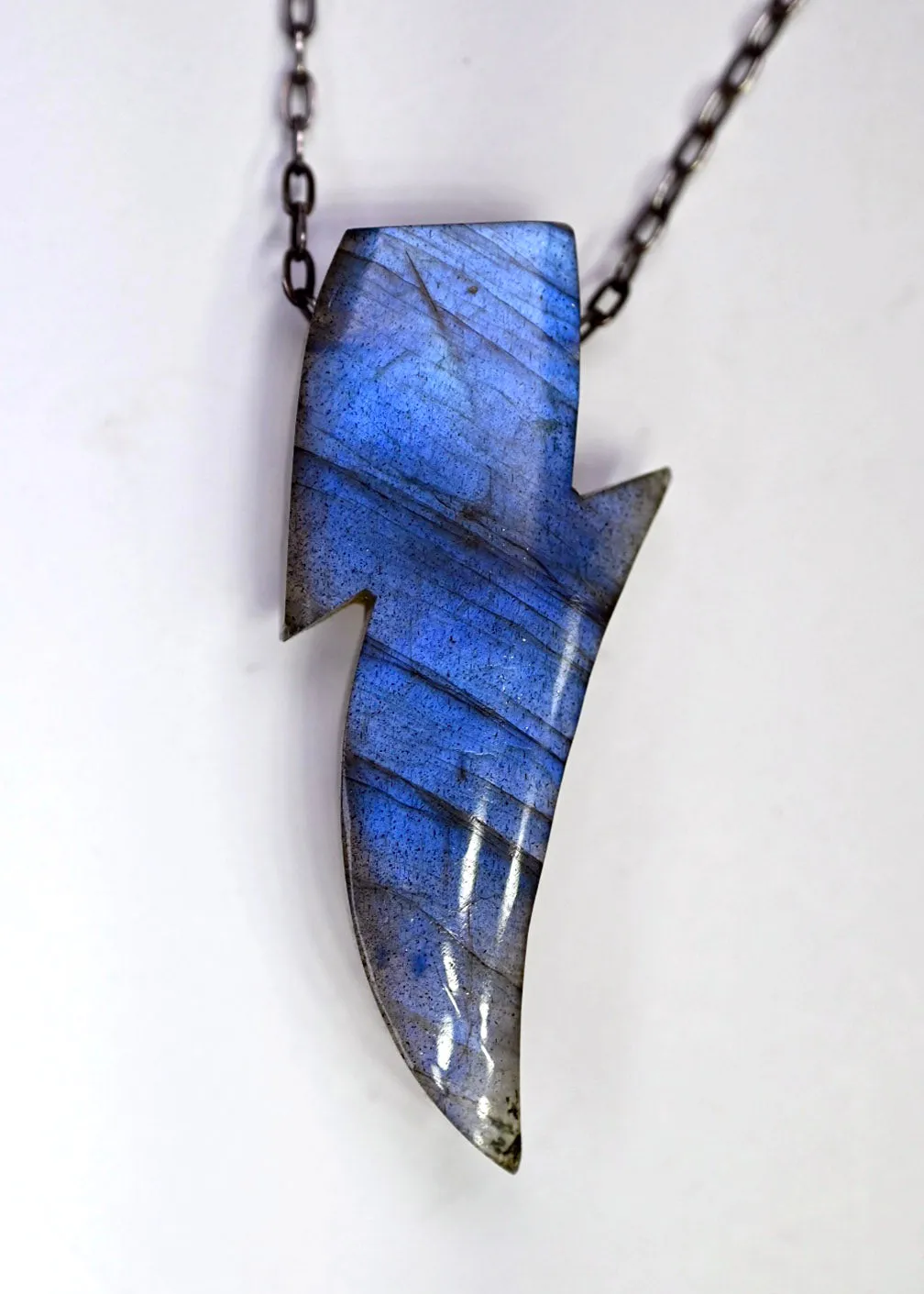 Labradorite "Aladdin Sane" Lighting Bolt Necklace