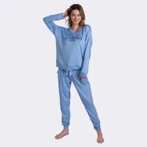 Ladies' 2-PC Blue Super Soft Pajama Set