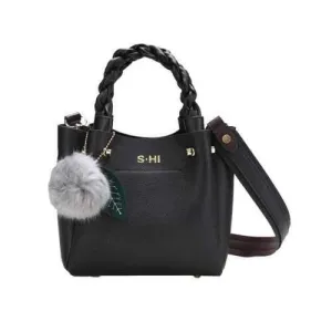 Ladies Brief Fashion Girls Handbag Shoulder Bag Wide Shoulder Messenger Messenger Bag - Black