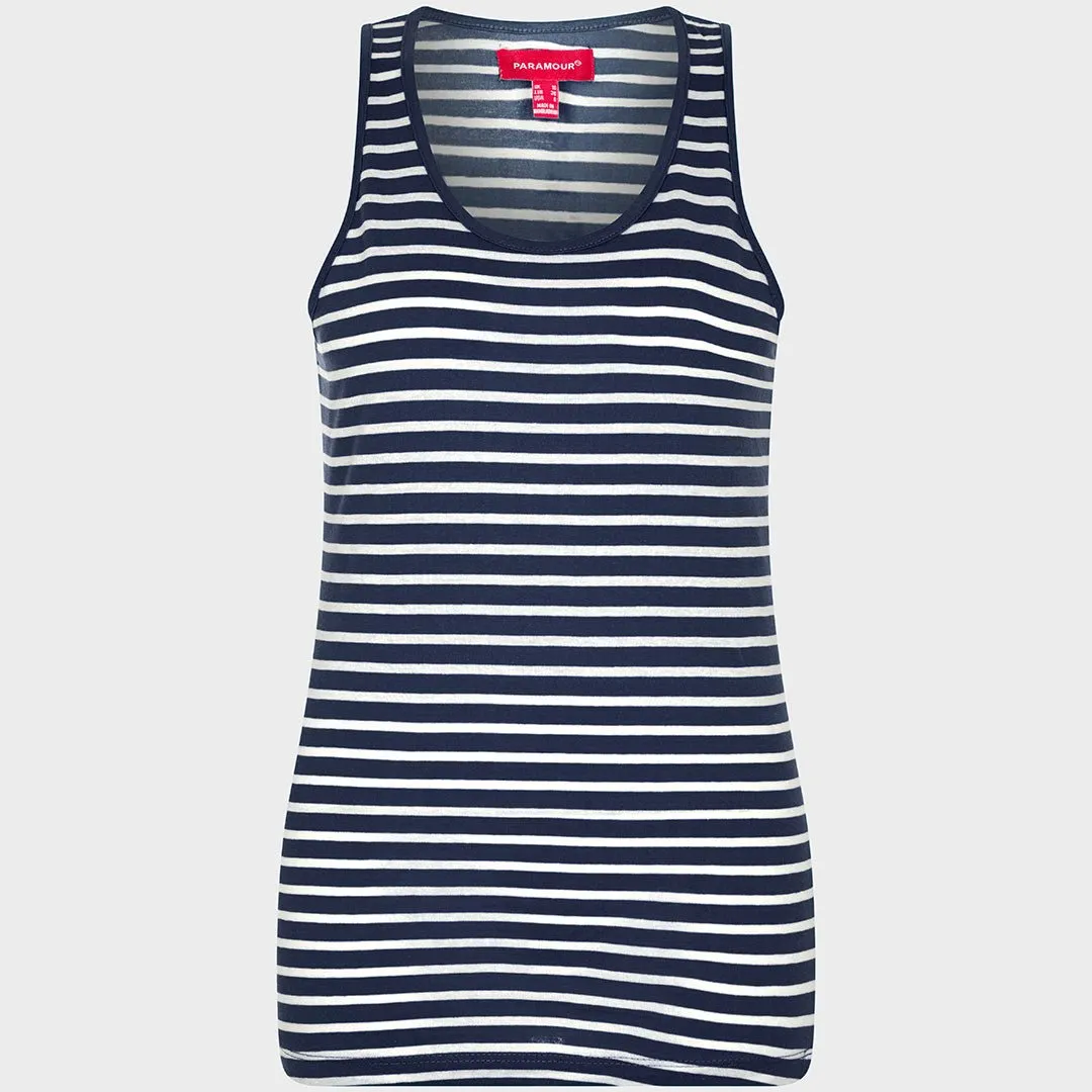 Ladies Navy Striped Vest