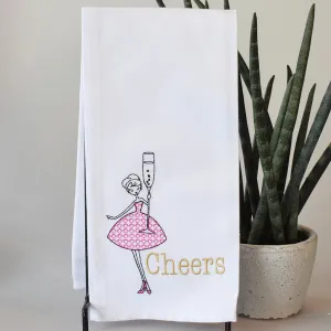 Lady with Champagne Hand Towel