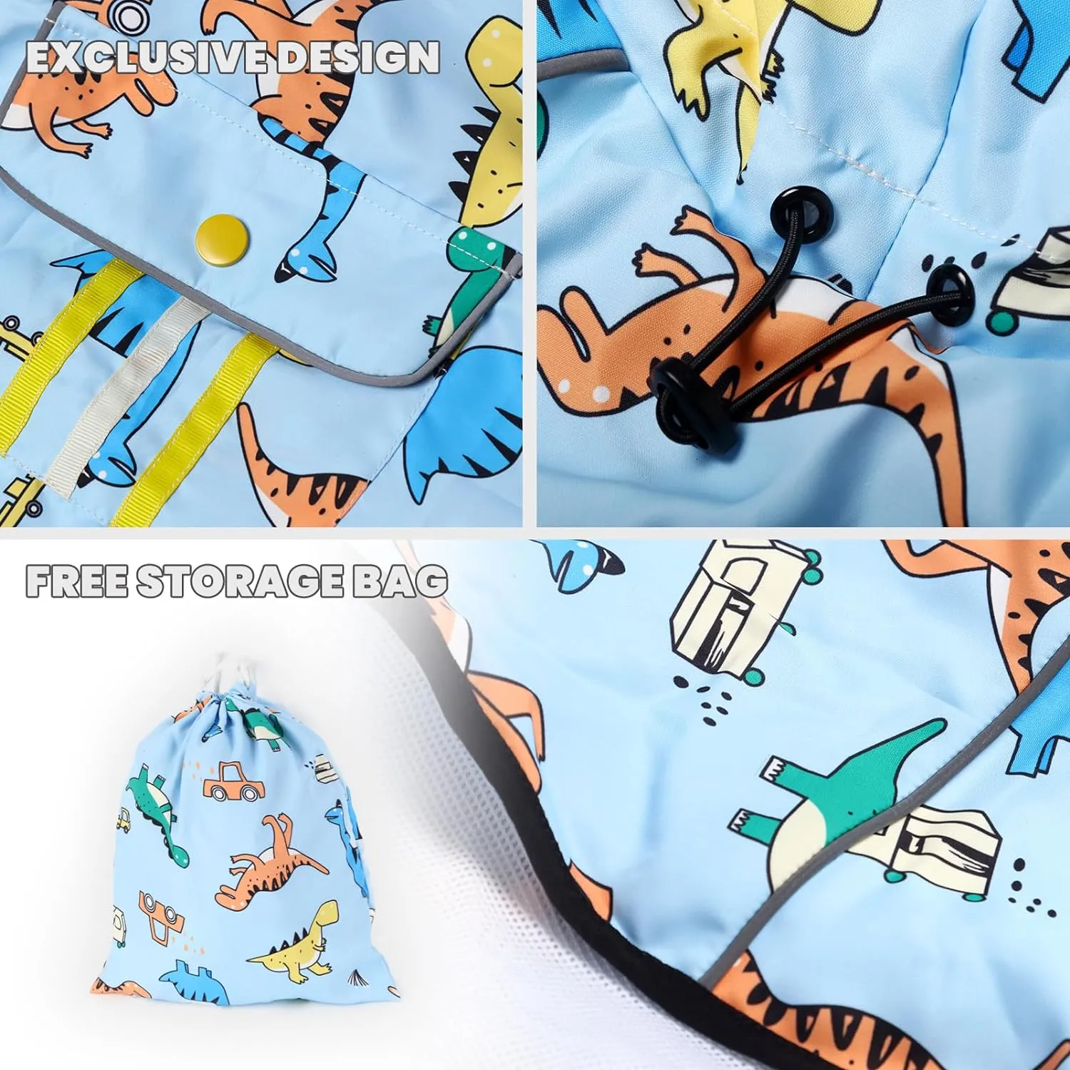 Laifug Dog Raincoat, Dinosaur Print Dog Rain Jacket