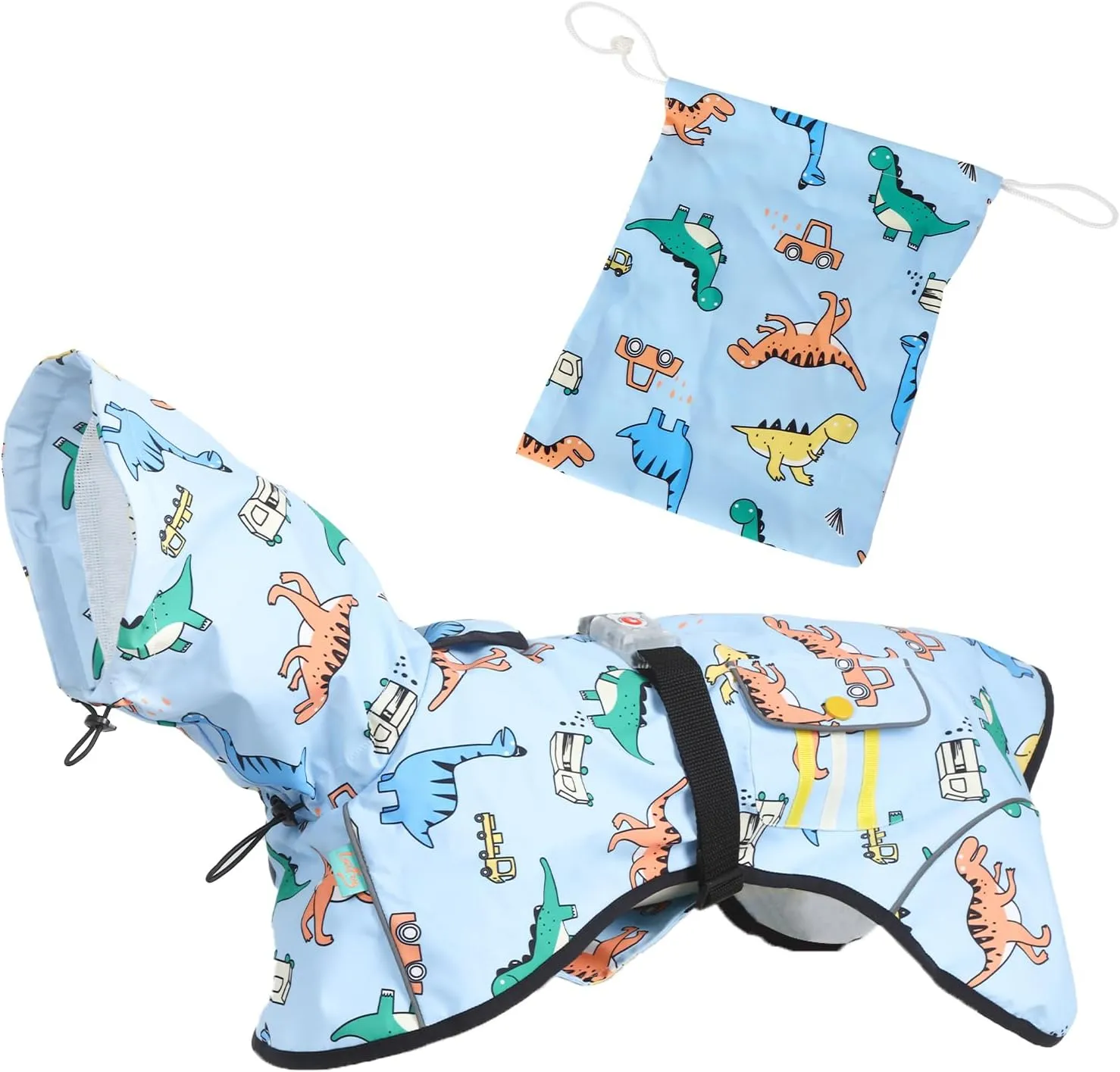 Laifug Dog Raincoat, Dinosaur Print Dog Rain Jacket
