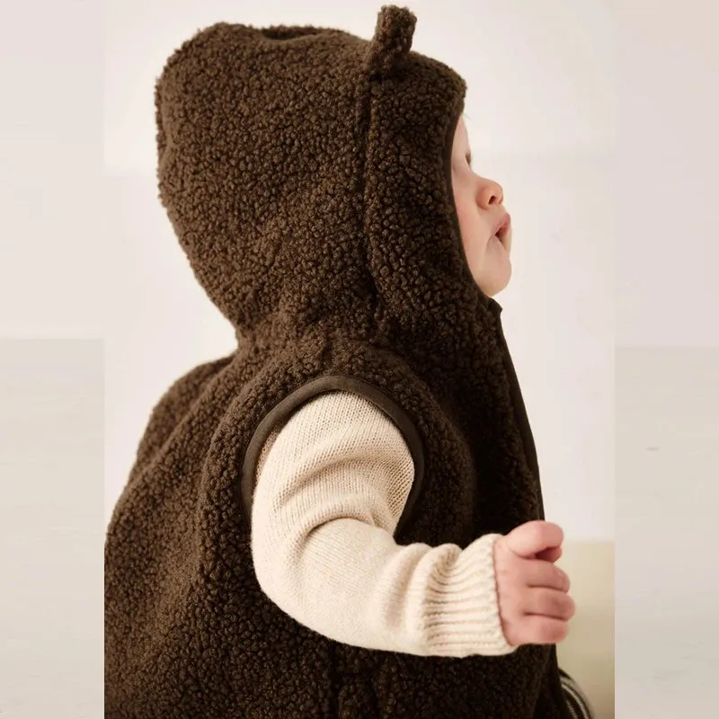 Lamb Fleece Hooded Vest