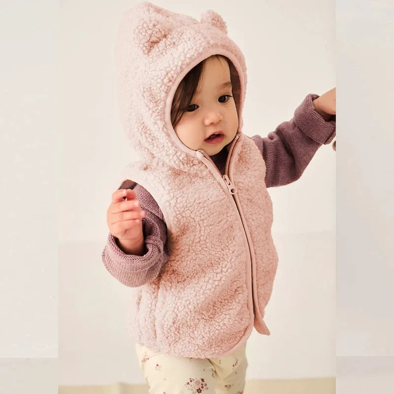 Lamb Fleece Hooded Vest