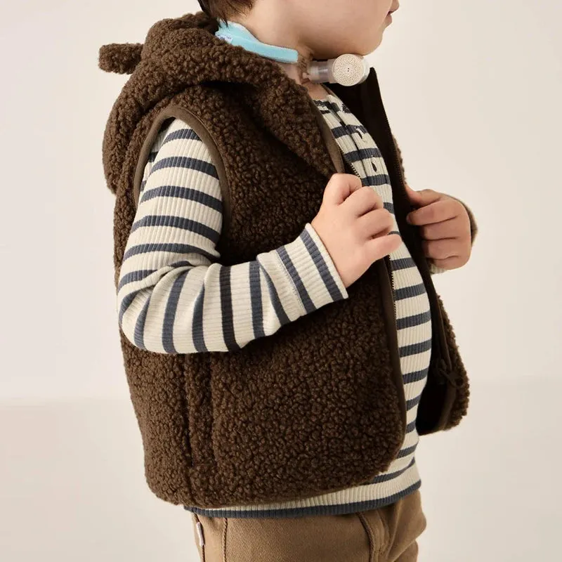 Lamb Fleece Hooded Vest