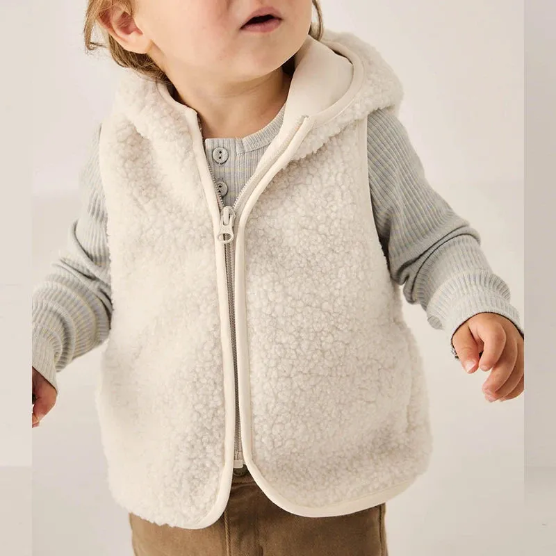Lamb Fleece Hooded Vest
