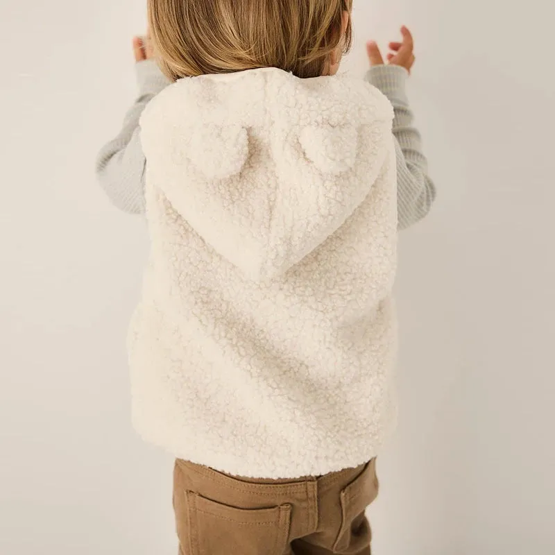 Lamb Fleece Hooded Vest
