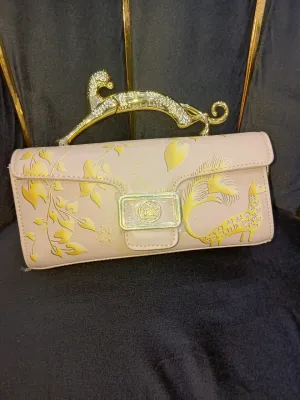 LANVIN Cross Body Women Bag with Long Belt (Beige/Peach/White)