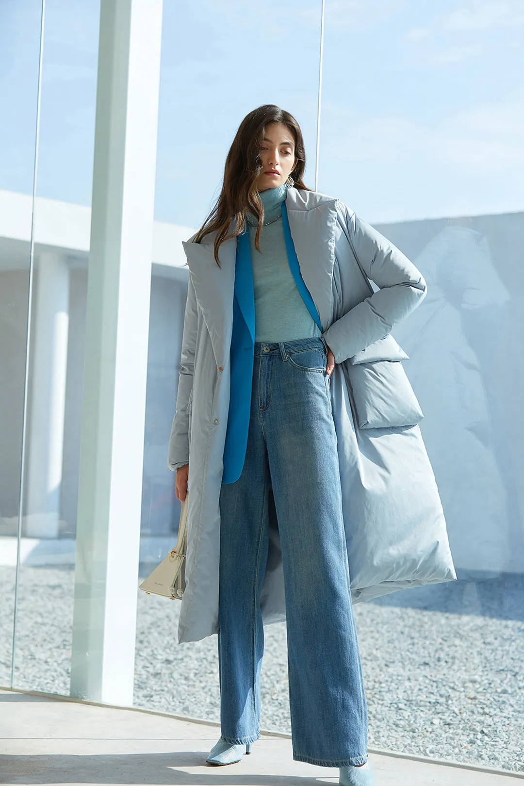 Lapel down jacket | Long down jacket | Street down jacket