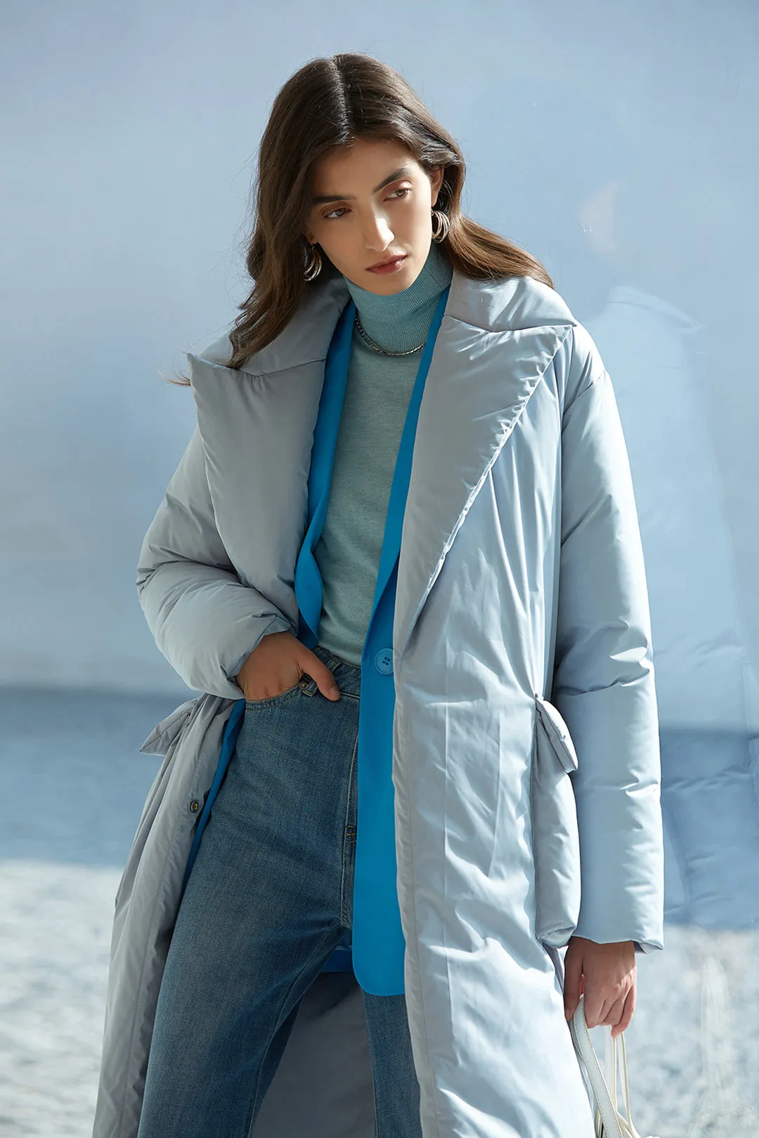Lapel down jacket | Long down jacket | Street down jacket