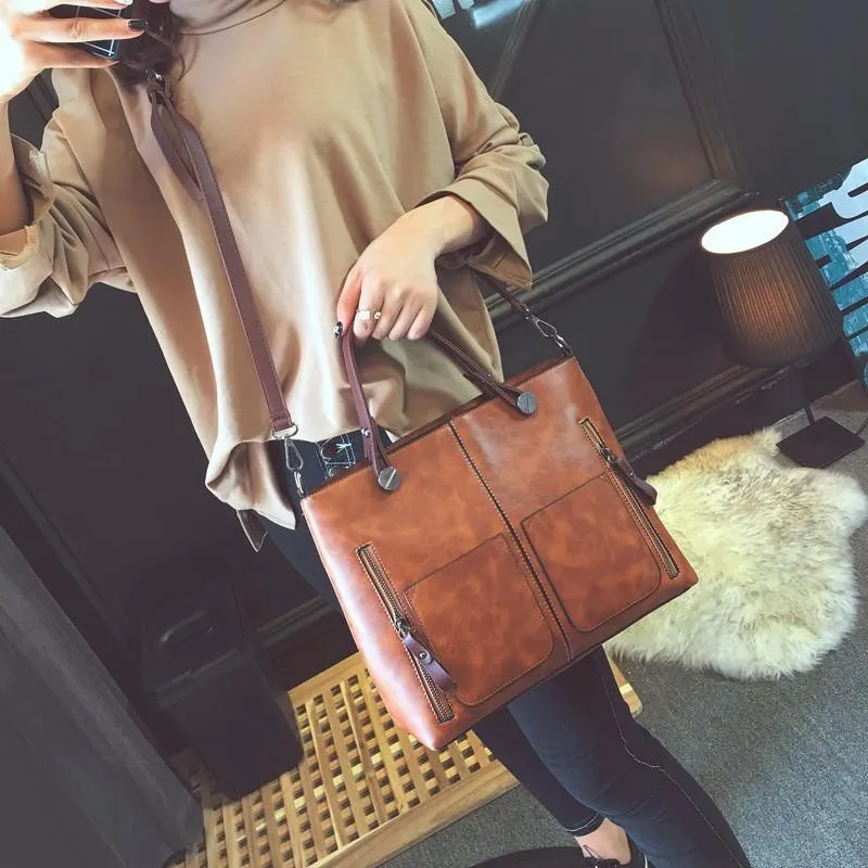 Large Vintage Style Shoulder Tote Bag