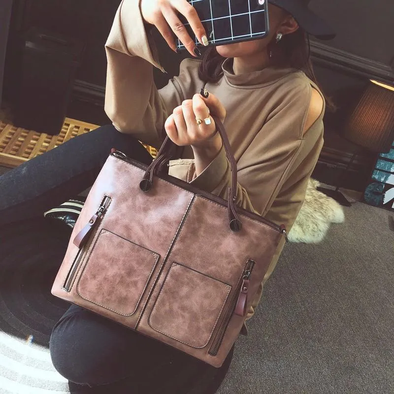 Large Vintage Style Shoulder Tote Bag