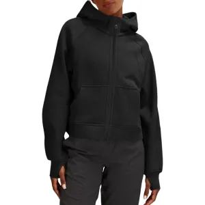 LASLULU - Full Zipper Hoodies Fleece Lined Collar Pullover Sweatshirts