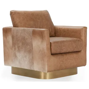 Lathe Leather/Hide Chair, Brown/Blonde