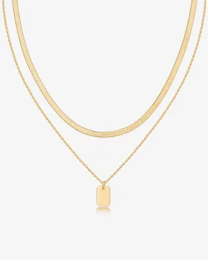 Layered Dog Tag Pendant Necklace