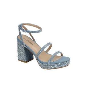 LESSA-42 Blue Denim Heels | Trendy