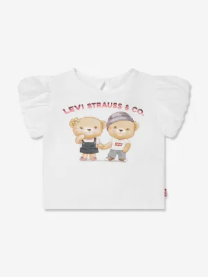 Levi's Baby Girls Bear Bubble Sleeve Top in White