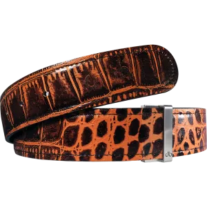 Light Brown Crocodile Texture Leather Belt