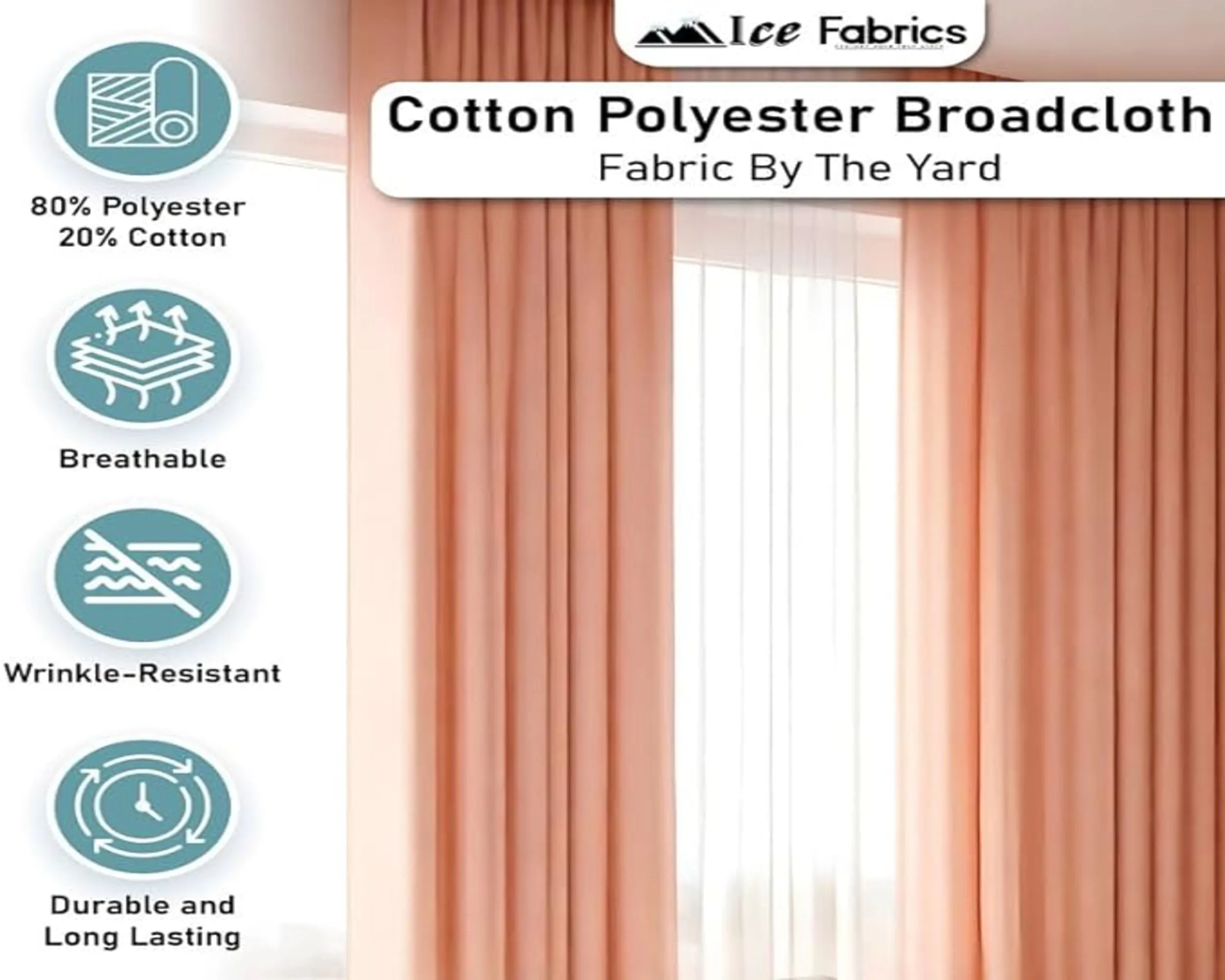 Light Yellow Broadcloth Polyester Cotton Fabric | Poly Cotton Fabric