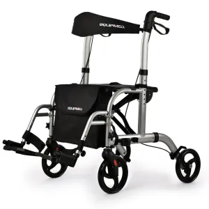 Lightweight Aluminium Rollator Wheelchair w/ Brakes - Equipmed