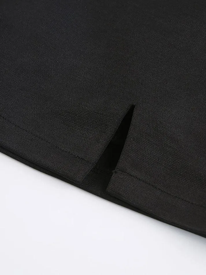 Lined Detail Embroidery Trendy Pleated Mini Skirt