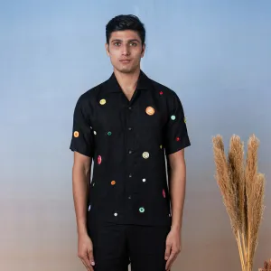 Linen Black Shirt | Unisex | Hand Embroidered