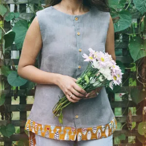 Linen Button-Up Sleeveless Cami