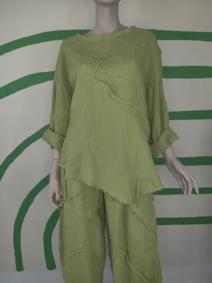 Linen with Cotton Patch Blouse