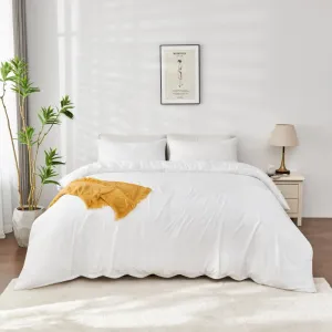 Linenova Pre-Washed White Quilt Cover Set