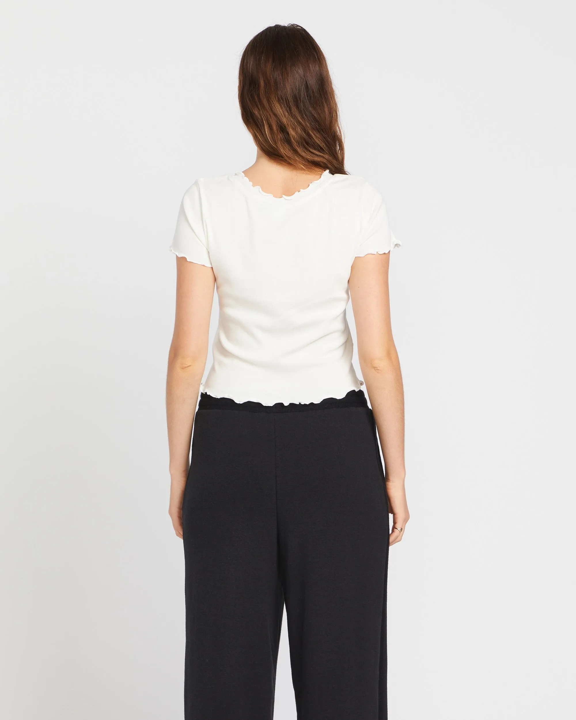 Lived in Lounge Knit Short Sleeve Top - Star White