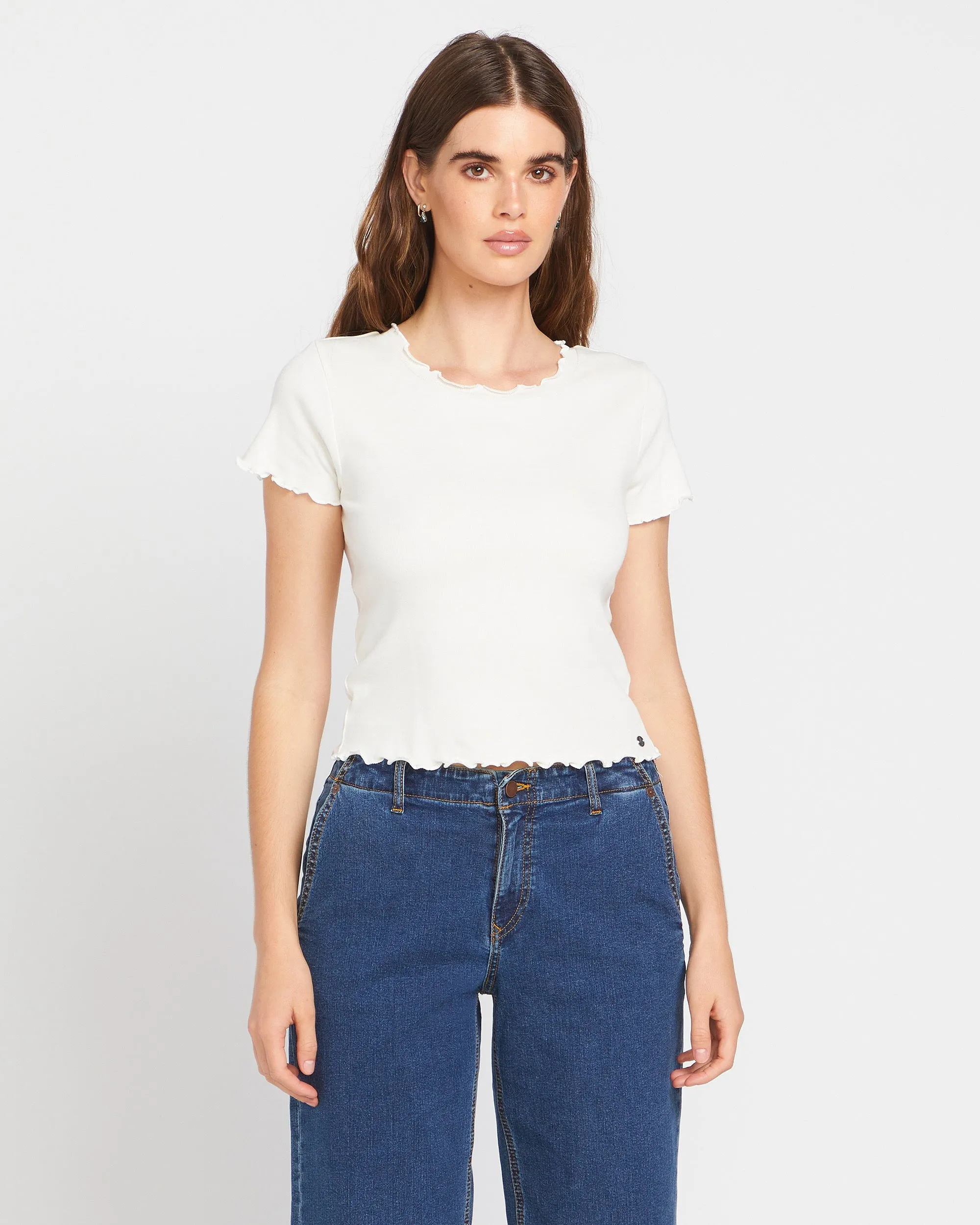 Lived in Lounge Knit Short Sleeve Top - Star White