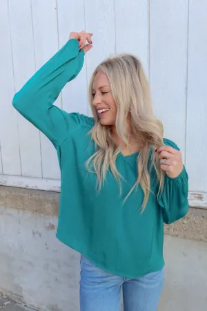 Liverpool Shirred V-Neck Blouse