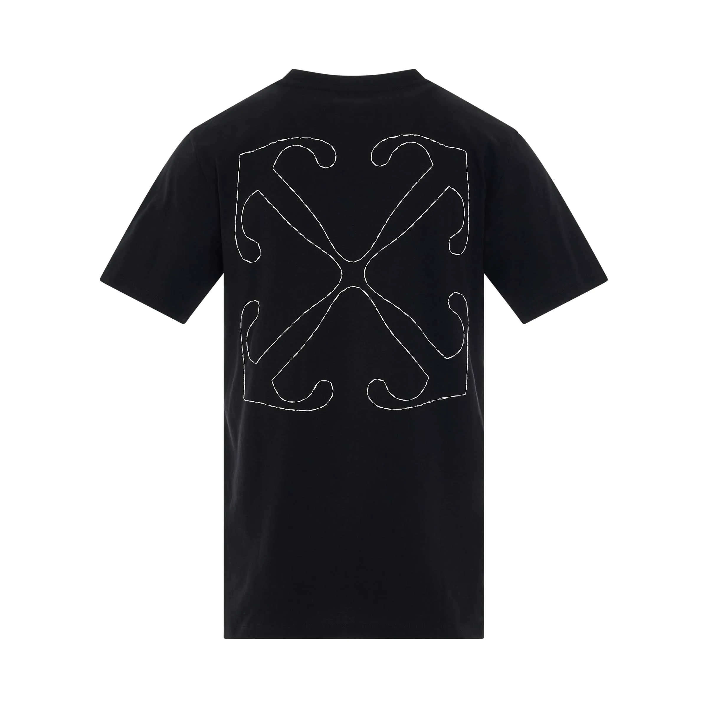 Logo Stitch Slim Fit T-Shirt in Black