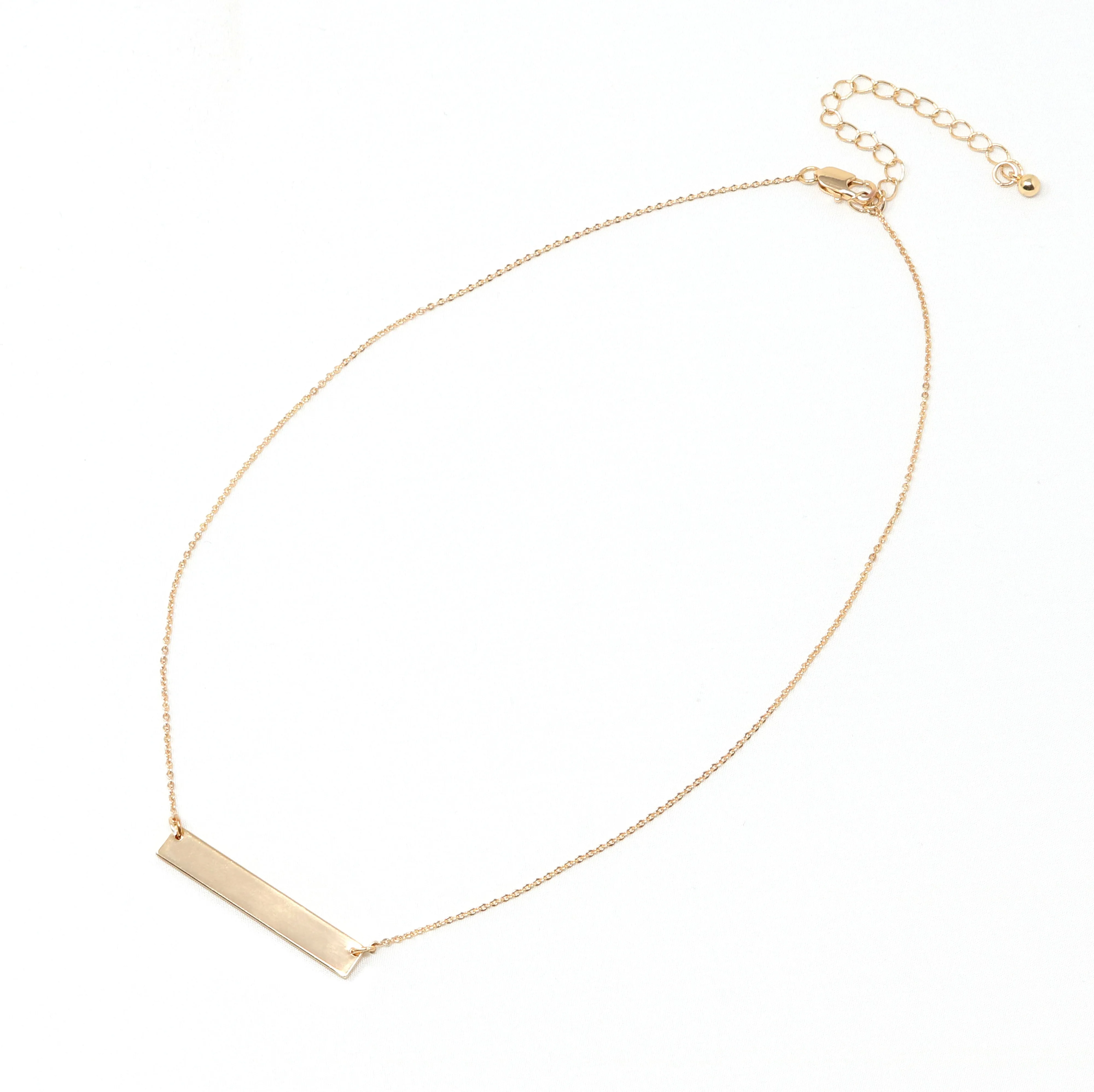 Long Bar Charm Dainty Necklace