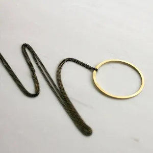 Long Brass Circle Necklace