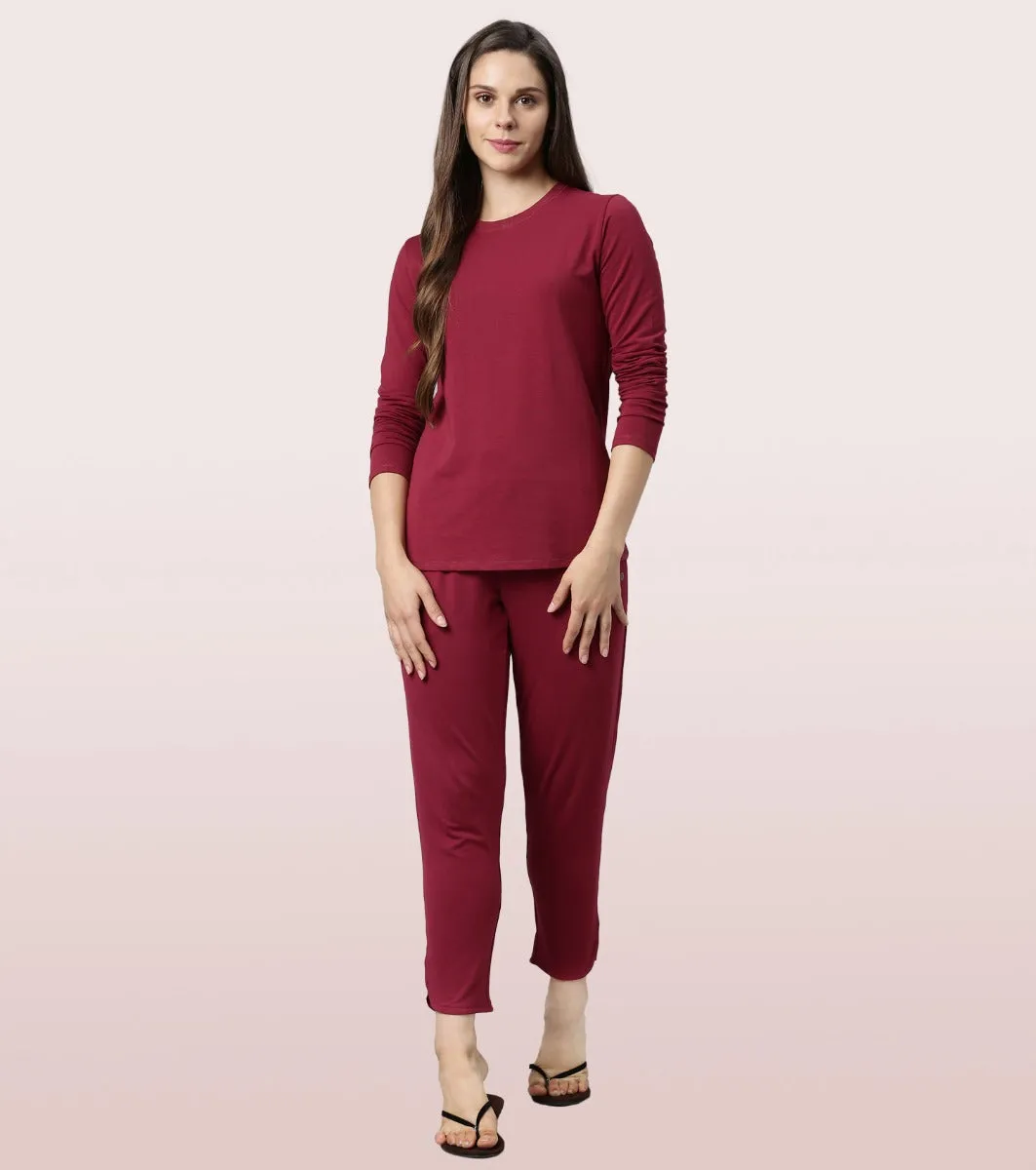 Long Sleeve Basic Crew Tee - Solid | Crew Neck Basic Stretch Cotton Tee