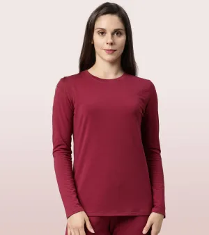 Long Sleeve Basic Crew Tee - Solid | Crew Neck Basic Stretch Cotton Tee