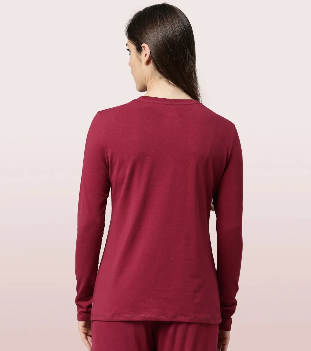 Long Sleeve Basic Crew Tee - Solid | Crew Neck Basic Stretch Cotton Tee
