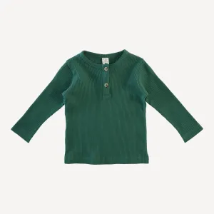 long sleeve basic henley tee | juniper | organic cotton thermal