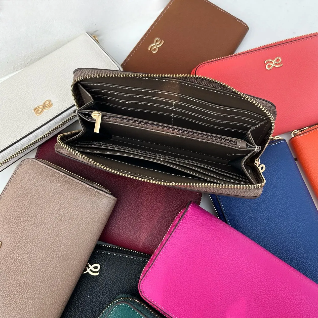 LONG ZIPPY WALLET PU ROSE TEA