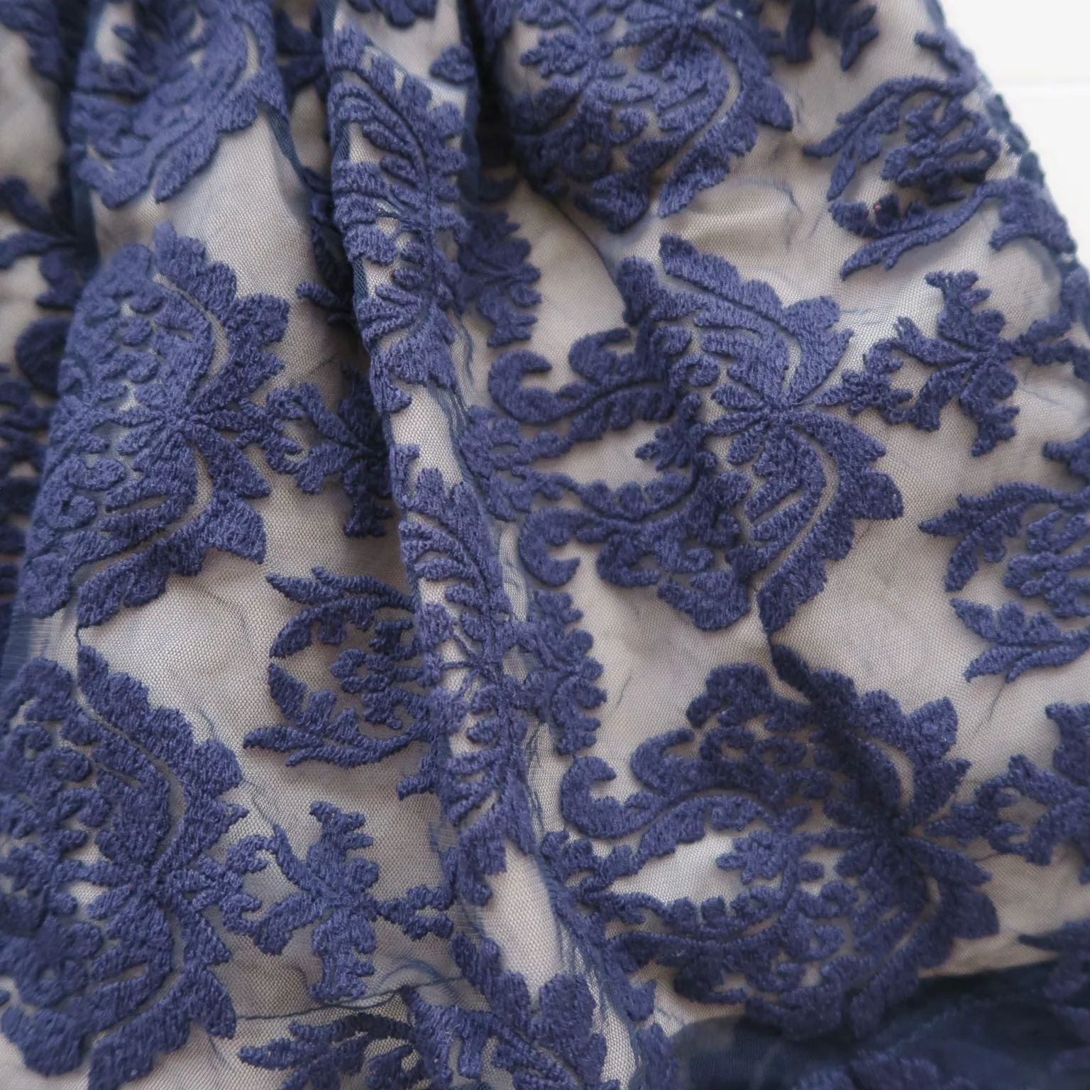 Lotus Dress in Baroque Tulle Navy