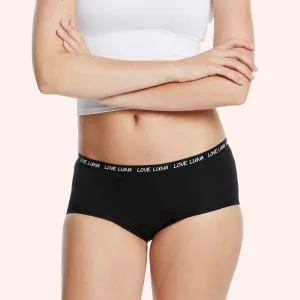 Love Luna First Period Boyleg Brief for Teens and Tweens - Black