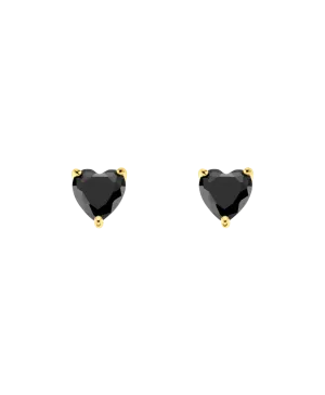 Luv Earrings Black 18ct Gold Plated