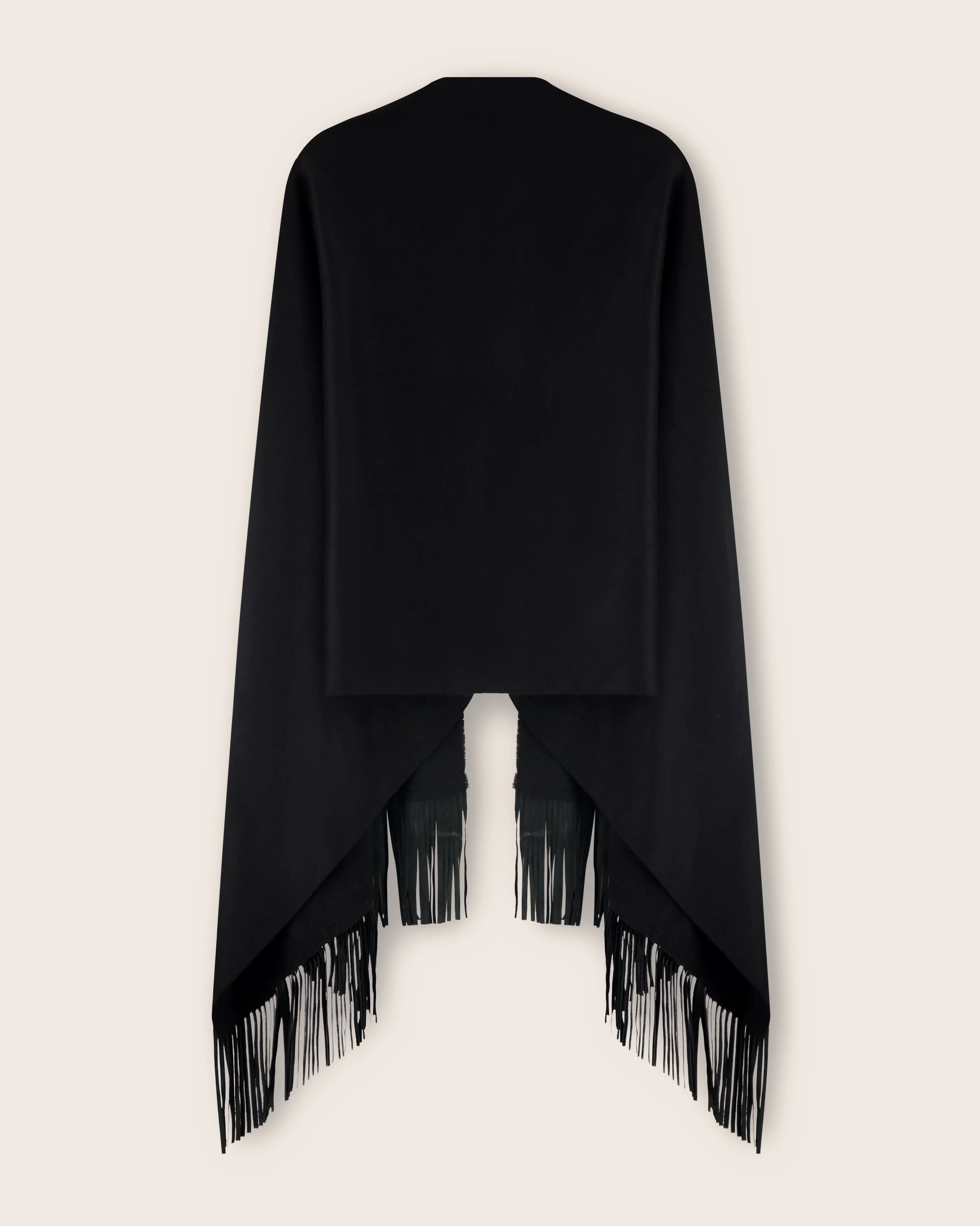 Luxe Leather Fringe Cashmere Wrap